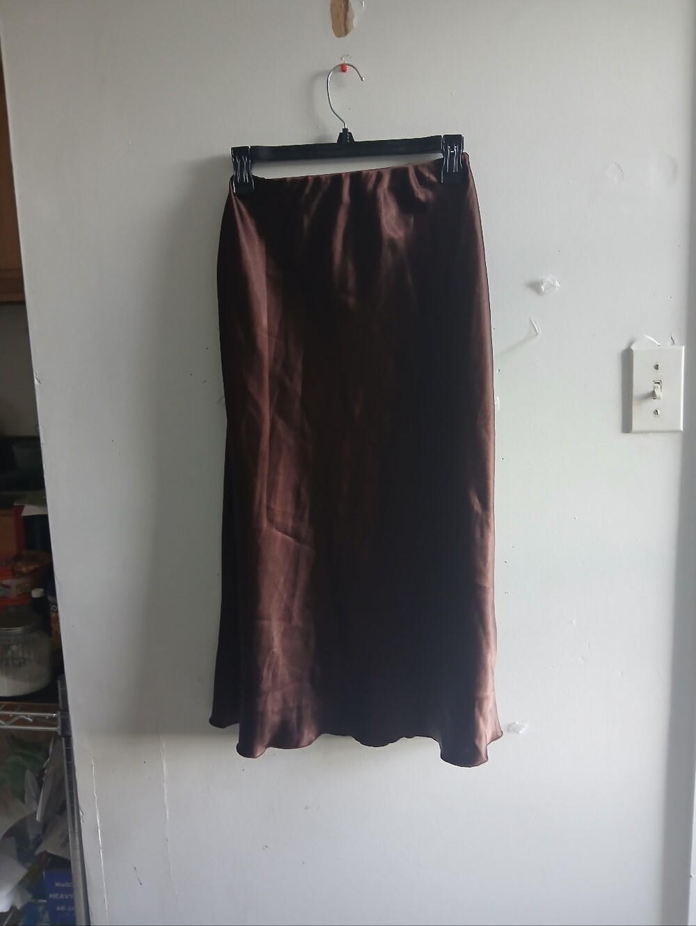 Nicole Miller Brown Satin Midi Skirt